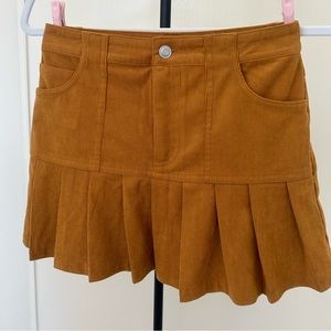 Elodie Pleated Hem Corduroy Mini Skirt Size Small